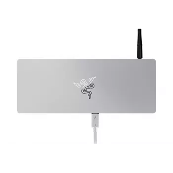 Razer Thunderbolt 4 Dock Mercury Chroma - 10-in-1 doko stotis su RGB apšvietimu, 90W galios tiekimu, 8K/5K ekrano palaikymu, Gigabit Ethernet, UHS-II SD kortelių skaitytuvu, 3x Thunderbolt 4, 3x USB-A, aliuminio korpusu