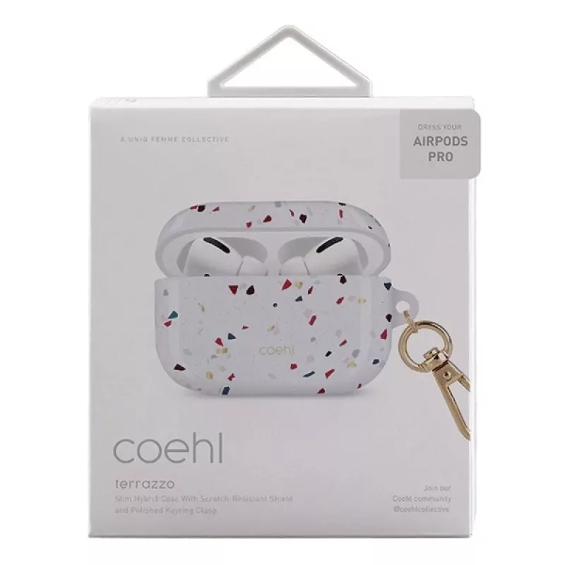 UNIQ Coehl Terrazzo dėklas Apple AirPods Pro - natūraliai balta