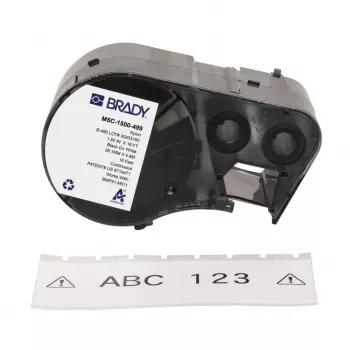 BRADY M5C-1500-499 savaiminio laminavimo vinilo etikečių juosta, skirta BMP51/BMP53/M511, 12,7 mm x 6,4 m, balta