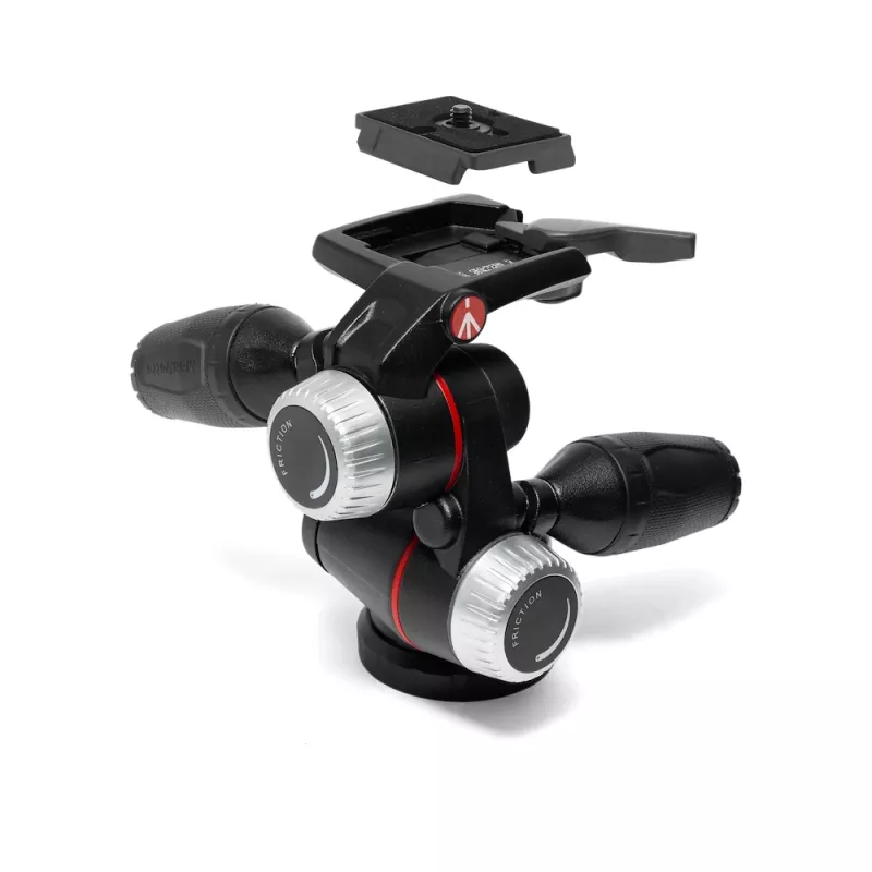 Manfrotto MHXPRO-3WX 3 krypčių galvutė su įtraukiamomis svirtimis, aliumininė, 8kg apkrova, greito atleidimo plokštelė 200PL-14, juoda