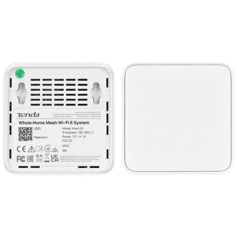 Tenda MX3 (2 vnt.) AX1500 Viso namo „Mesh“ Wi-Fi 6 sistema, dviejų juostų, 2 Gigabit prievadai kiekviename įrenginyje, balta