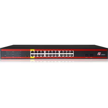 GETFORT GF-124-24PG-2S-400 24 prievadų Gigabit PoE+ valdiklis su 2 SFP jungtimis, 400W biudžetas, montuojamas į stovą