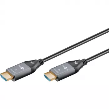 GOOBAY optinis hibridinis Ultra High-Speed HDMI laidas (AOC) 8K / 60Hz - 20 m, 48 Gbit/s, juodas/pilkas