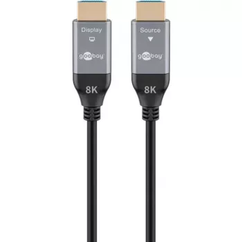 GOOBAY optinis hibridinis Ultra High-Speed HDMI laidas (AOC) 8K / 60Hz - 20 m, 48 Gbit/s, juodas/pilkas
