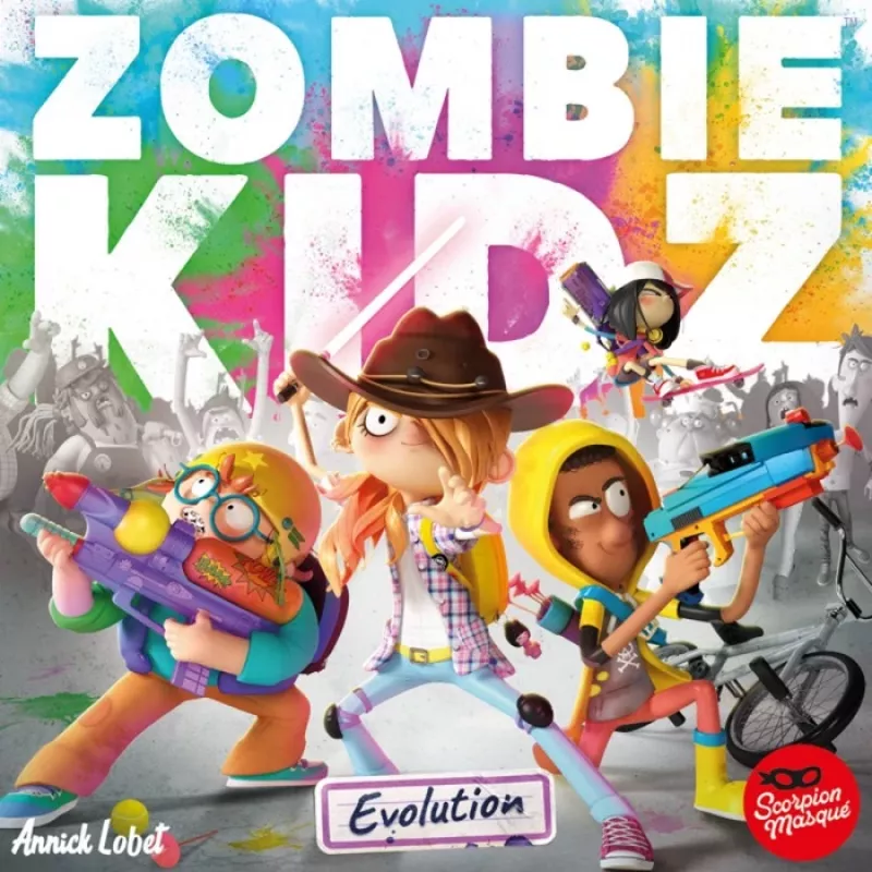 Zombie Kidz Evolution kooperatyvinis legacy stalo žaidimas vaikams ir šeimai