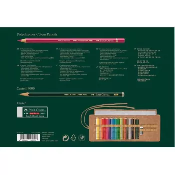 Faber-Castell Polychromos Multicolour 34 dalių meninių spalvotų pieštukų rinkinys su PITT Artist rašikliais ir teptuku