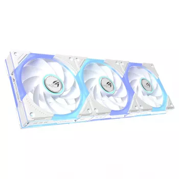 ASUS ROG Strix GR120 ARGB Reverse White 3in1 korpuso ventiliatorių rinkinys – 120mm PWM, 2500 RPM, 70.38 CFM, 3.88 mmH2O, Fluid Dynamic Bearing, Aura Sync