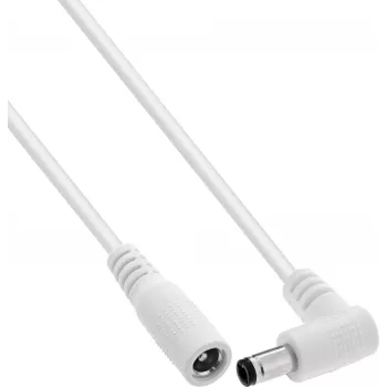 InLine® DC ilginimo laidas, stačiu kampu lenktu kištuku, 5,5 x 2,1 mm, baltas, 2 m