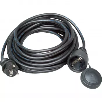 Guminis saugos ilginamasis kabelis Kopp, Schuko kištukas/lizdas, 10 m, H05RR-F 3G1.5, IP44, juodas (147310042)
