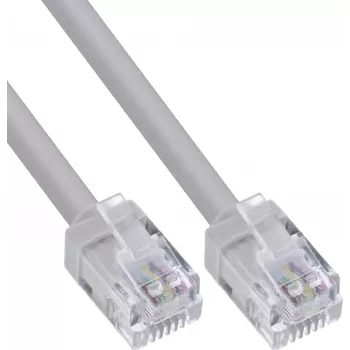 InLine Modular apvalus RJ12 kabelis, vyriškas į vyrišką, 6P6C, 2m, pilkas