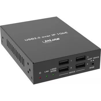 InLine® USB 2.0 Host/Device prailgintuvas per IP, vienam įrenginiui, RJ45 / SFP