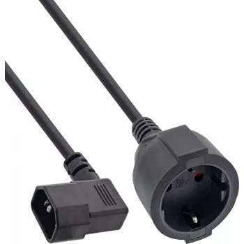 InLine® tinklo adapterio laidas, IEC C14 su sriegiu prie įžeminto lizdo, 3m, juodas