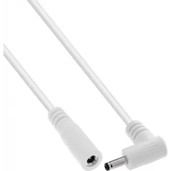 InLine® DC prailginimo laidas, stačiu kampu lenktu kištuku, 3,5 x 1,35 mm, baltas, 3 m