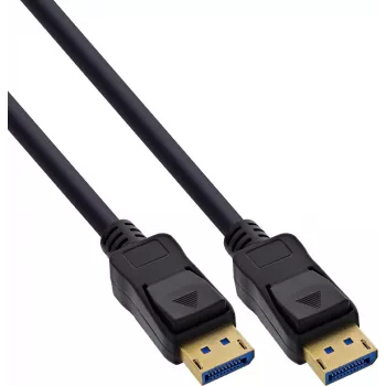 InLine® DisplayPort 2.1 laidas UHBR20 80 Gb/s, juodas, auksuoti kontaktai, 0,5 m