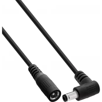 InLine® DC ilginimo laidas, stačiu kampu lenktu kištuku, 5,5 x 2,1 mm, juodas, 3 m