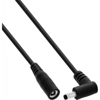 InLine® DC prailginimo laidas, stačiu kampu lenktu kištuku, 4,0 x 1,7 mm, juodas, 3 m