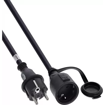 InLine® įžeminimo kontaktų ilgintuvas, lauko IP44, su apsauga nuo prisilietimo, 15 m, juodos spalvos