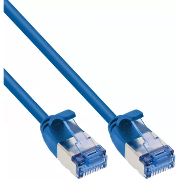 InLine® Slim U/FTP Cat.6A Patch laidas, mėlynas, 10 m, LSZH, 10Gbps