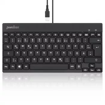 Perixx PERIBOARD-326 DE apšviesta USB klaviatūra, laidinė, juoda