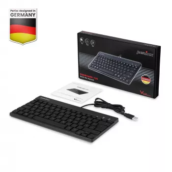 Perixx PERIBOARD-326 DE apšviesta USB klaviatūra, laidinė, juoda