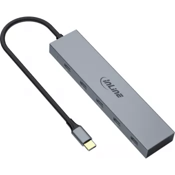InLine USB-C Hub, 4x USB-C + Power Delivery 100 W, USB 3.2 Gen 2, pilka