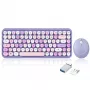 Perixx PERIDUO-713PP DE belaidis mini klaviatūros ir pelės rinkinys, retro vintage dizainas, violetinė, vokiškas išdėstymas