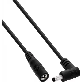 InLine® nuolatinės srovės prailginimo laidas, stačiu kampu, 4,0 x 1,7 mm, juodas, 2 m