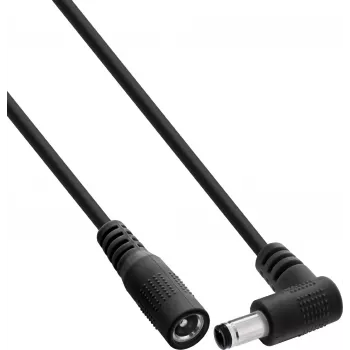 InLine DC prailginimo laidas, stačiu kampu lenktu kištuku, 5,5 x 2,5 mm, juodas, 1 m