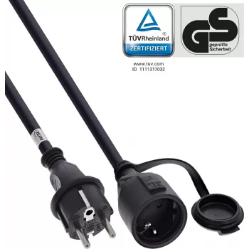 InLine® įžeminimo kontaktų ilgintuvas lauko darbams IP44, su apsauga nuo prisilietimo, 5 m