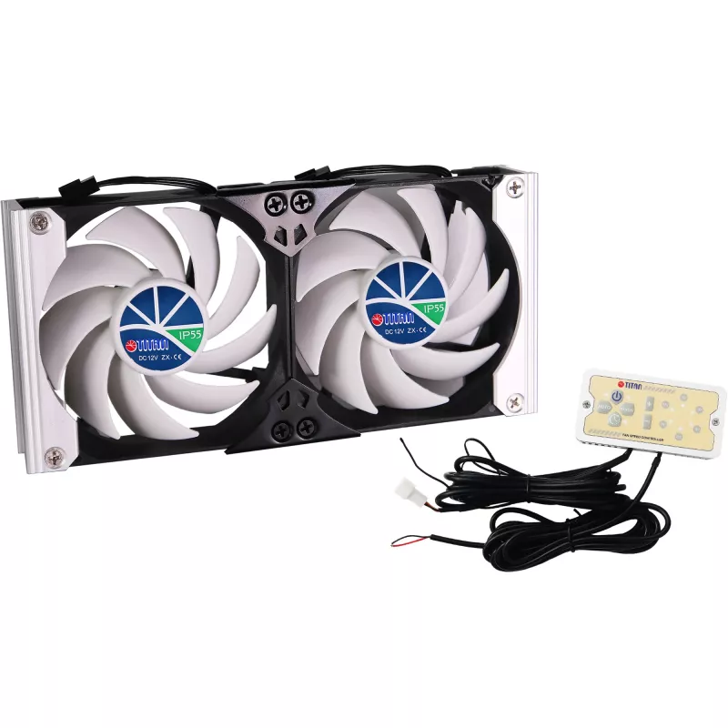 Titan TTC-SC20(A)/V2+ dvigubas šaldytuvo ventiliatorius 92x25mm IP55 su timeriu ir lygintuvu