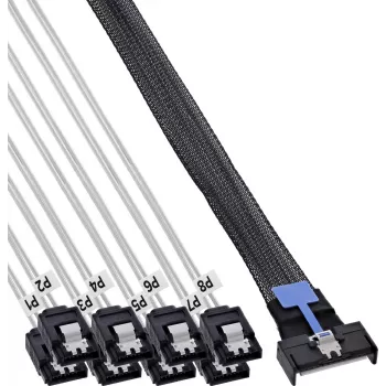 InLine® MCIO x8 atšakos kabelis į 8x SATA, 1 m