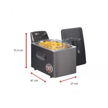 Fritel Turbo SF 4551M gruzdintuvė 3200 W 4,5 l nerūdijančio plieno, juoda