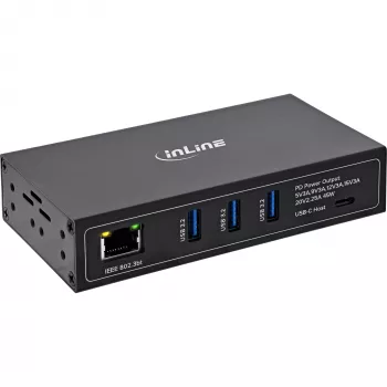 InLine® Industrial 4 prievadų USB PoE šakotuvas (3x USB-A / 1x USB-C)