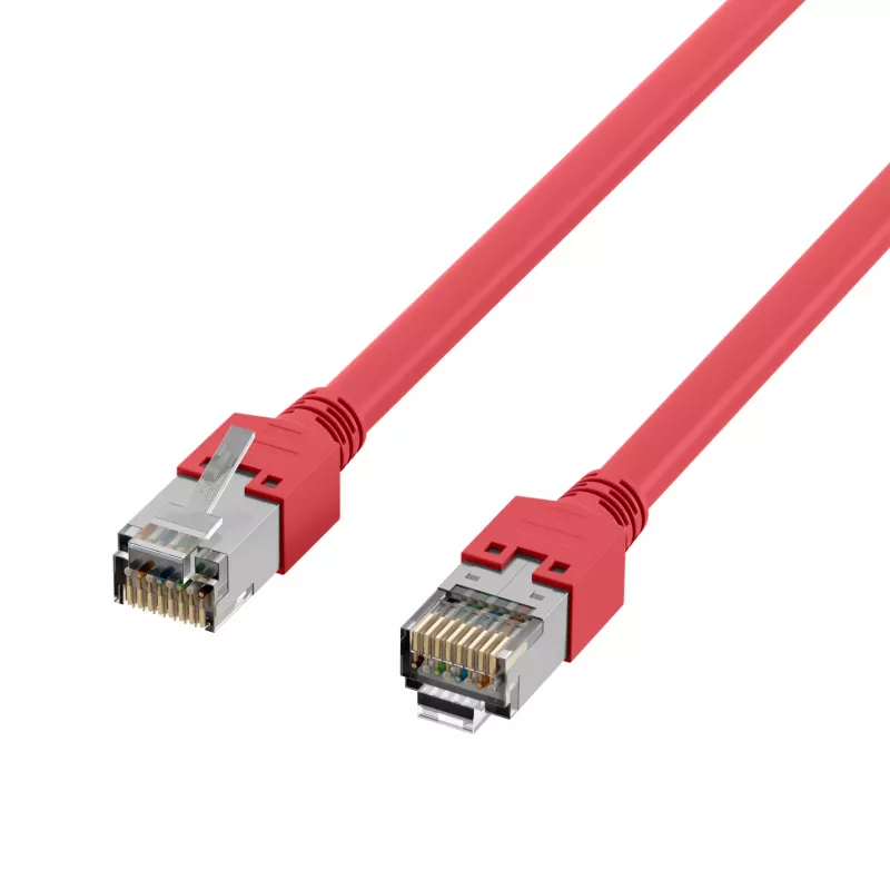 EFB Elektronik K2793.0,50 RJ45 kryžminis jungiamasis kabelis Cat.5e SF/UTP, Hirose TM11, Draka UC300, 0,5 m, raudonas