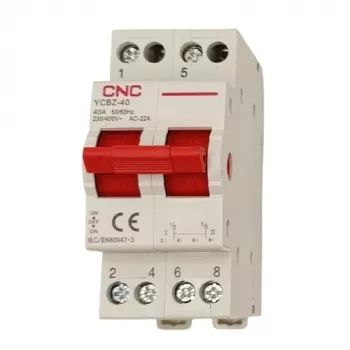 CNC EL240364 Modulinis perjungiklis YCBZ-40, 2 polių, 40 A, 1-0-2, montavimui ant DIN bėgelio