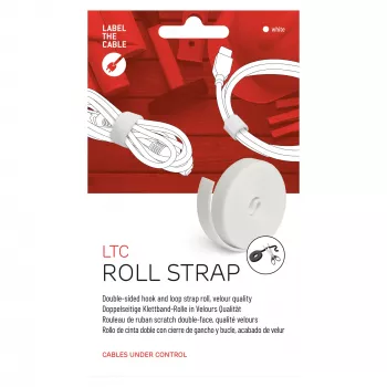 LABEL THE CABLE LTC PRO Roll Strap, dvipusis lipnus dirželis rulone, 25 m baltas