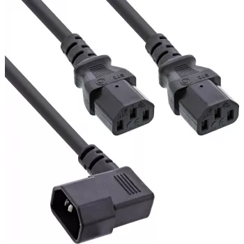 InLine® tinklo Y-laidinys šaltiems prietaisams, 1x IEC-C14 kampinis į 2x IEC-C13, 1m