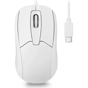 Perixx PERIMICE-209 C W laidas USB-C optinė pelė, 1000 DPI, 3 mygtukai, slinkties ratukas, ambidekstrinė, balta