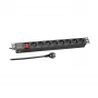 EFB Elektronik 19 inch 1U Rack PDU, 8 prancūziškų lizdų, CEE 7/7 kištukas, 16A, juodos spalvos
