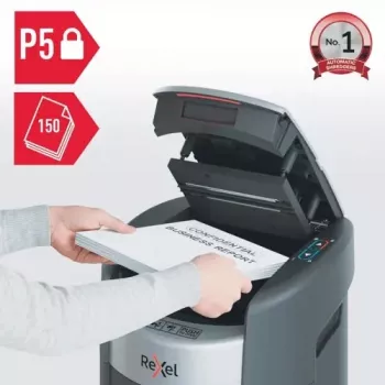 Rexel ShredMax AutoFeed+ 150M P-5 kryžminio pjovimo dokumentų smulkintuvas, 150 lapų automatinis padavimas, 15L talpa