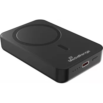 MEDIARANGE Magnetinis belaidis powerbank 10,000mAh 15W MagSafe suderinamas greitas įkrovimas su USB-C PD 20W ir USB-A QC 3.0, juodos spalvos