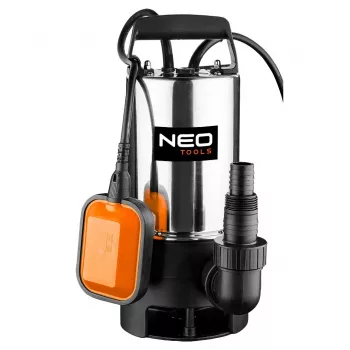 NEO TOOLS 04-736 Povandeninis purvinų vandenų siurblys 1100W, 15000 L/h, 10 m pakėlimo aukštis, nerūdijantis plienas, plūdės jungiklis