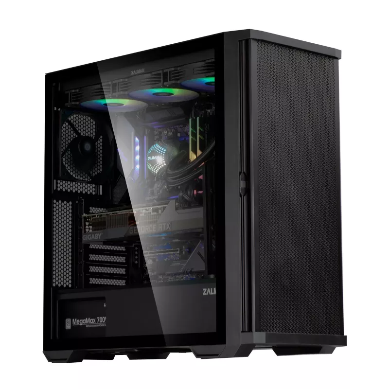 Zalman Z10 ATX vidutinio bokšto korpusas, juodas, grūdintas stiklas, 4x ARGB ventiliatoriai