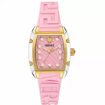 Versace moteriškas V-Circle šveicariškas kvarcinis laikrodis VE8K00224 - 38 mm nerūdijančio plieno korpusas, juodas ciferblatas, juodas odinis dirželis