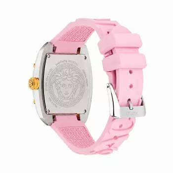 Versace moteriškas V-Circle šveicariškas kvarcinis laikrodis VE8K00224 - 38 mm nerūdijančio plieno korpusas, juodas ciferblatas, juodas odinis dirželis