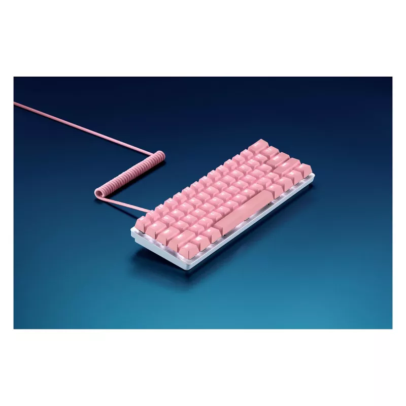 Razer PBT klavišų dangtelių ir spiralinio kabelio rinkinys, doubleshot PBT, USB-C – USB-A spiralinis kabelis, Quartz Pink spalvos (RC21-01491000-R3M1)