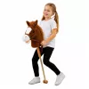 LEAN TOYS Hobby Horse lazda su žirgo galva, gaudančia ir tvinksinčia kanopomis, ruda, 100 cm