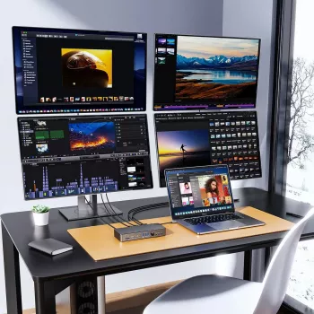 ORICO DKA22-V1-EU-BK-EP USB-C 10Gbps DisplayLink dockingo stotis su 4x 4K@60Hz ekranais ir 60W galios tiekimu