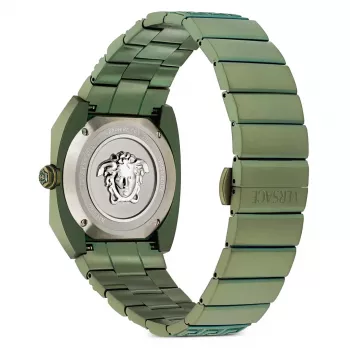 Versace vyriškas VE8F00324 šveicariškas kvarcinis chronografo laikrodis 44 mm nerūdijančio plieno juodu ciferblatu