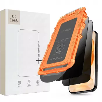 Tech-Protect Quick Set Spy+ privatumo grūdinto stiklo ekrano apsauga 2 vnt., skirta iPhone 18 Pro